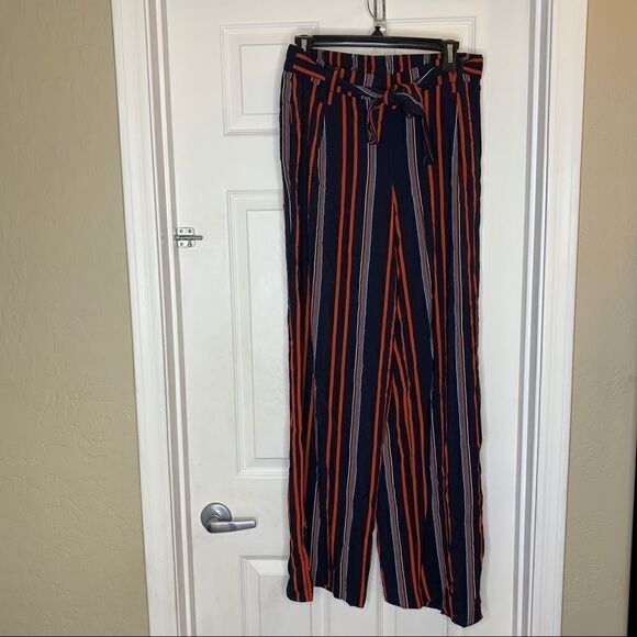 Rachel Zoe Striped Wide Leg Pants Tie Front Size 8 - Picture 2 of 11